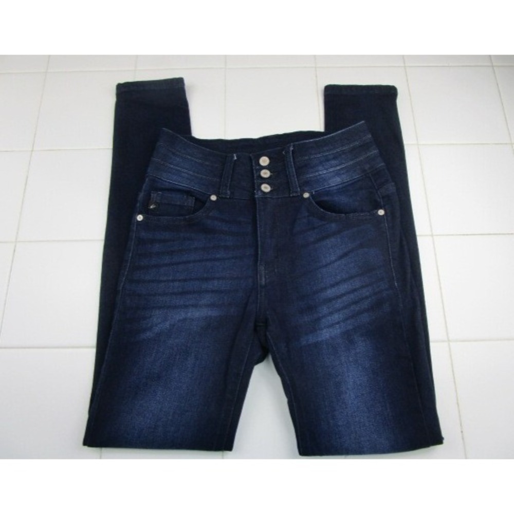 KanCan Jeans Women's Size 3/25 Skinny Jeans Dark Wash 3 Button Fly Mid Rise